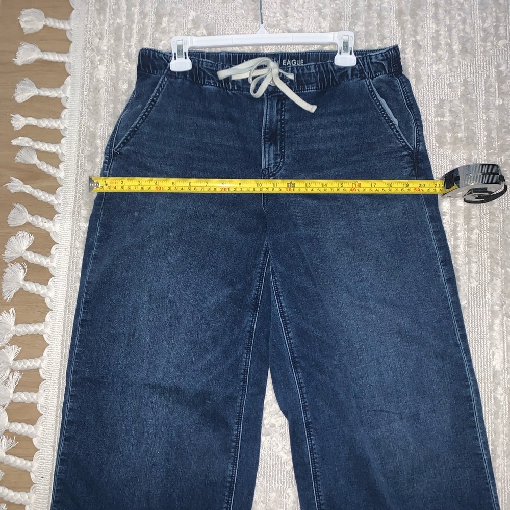 AE Dreamy Drape Cozy Low-Rise Baggy Wide-Leg Jean (Simply Dark Wash) (Size M) - Picture 7 of 11